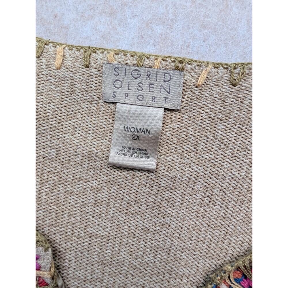 Sigrid Olsen Sport Cardigan Granny Sweater Women's 2x Embroidery Embellishments - Picture 2 of 6